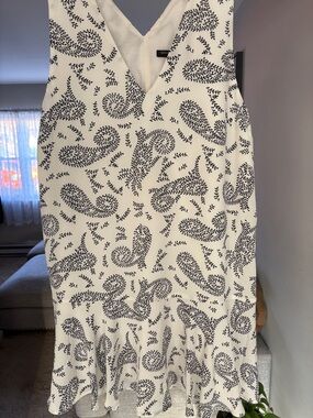 Banana Republic White Dress with Black Paisley Print